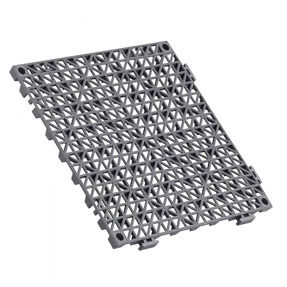 VEVOR Modular Interlocking Cushion 50 Pack Splicing Drainage Mats Gray, for Bathrooms Restrooms Pools Kitchens, 12 x 12 in Non-Slip PVC Interlocking Floor Tiles, 0.6 in Thickened, Easy to Clean