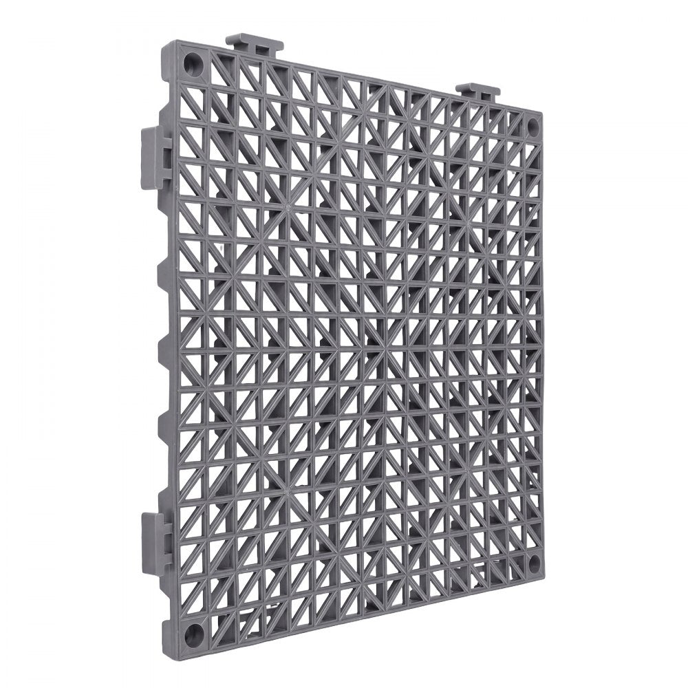 VEVOR Modular Interlocking Cushion 50 Pack Splicing Drainage Mats Gray, for Bathrooms Restrooms Pools Kitchens, 12 x 12 in Non-Slip PVC Interlocking Floor Tiles, 0.6 in Thickened, Easy to Clean