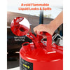 VEVOR Safety Gas Can, 2.5 Gallon Type II Red Safety Can for Gasoline with Stainless Steel Flame Arrester, Self-Closing Lid & Flexible Metal Spout, Carbon Steel Flammable Storage with Ergonomic Handle