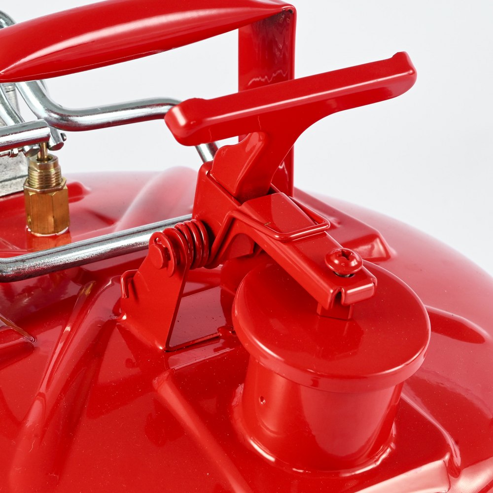 VEVOR Safety Gas Can, 5 Gallon Type II Red Safety Can for Gasoline with Stainless Steel Flame Arrester, Self-Closing Lid & Flexible Metal Spout, Carbon Steel Flammable Storage with Ergonomic Handle