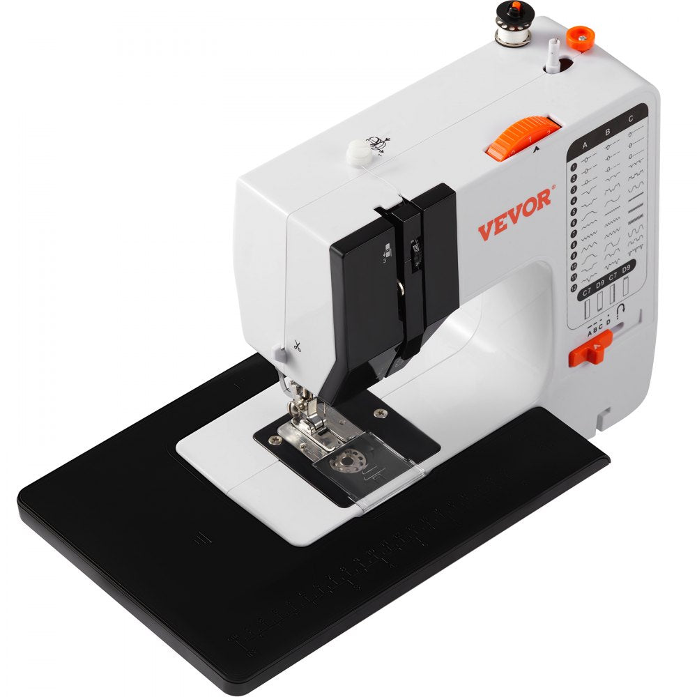 VEVOR Sewing Machine, Portable Sewing Machine for Beginners with 38 Built-in Stitches & Reverse Sewing, Dual Speed Sewing Machine with Extension Table Foot Pedal, Accessory Kit Family Home Travel