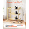 VEVOR Bar Cart, 3 Tiers Home Kitchen Serving Carts, Modern Rolling Utility Station on Wheels, Drink Beverage Trolley with Tempered Glass Shelves, Wine Rack, Glass Holder, for Living Dining Room, Gold