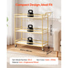 VEVOR Bar Cart, 3 Tiers Home Kitchen Serving Carts, Modern Rolling Utility Station on Wheels, Mobile Drink Beverage Trolley with Wooden Shelf, Wine Rack, and Glass Holder, 35.83x12.99x36.81 in, Gold