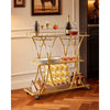 VEVOR Bar Cart, 3 Tiers Home Kitchen Serving Carts, Modern Rolling Utility Station on Wheels, Drink Beverage Trolley with Tempered Glass Shelves, Wine Rack, Glass Holder, for Living Dining Room, Gold