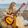 VEVOR Classical Guitar, 30 Inch, Wood Classical Guitar Starter Kit for Beginners, with Nylon Strings, Gig Bag, Strap, Tuner, Extra Strings, Pick, Capo, Basswood, for Kids Girls Boys Students, Sunburst
