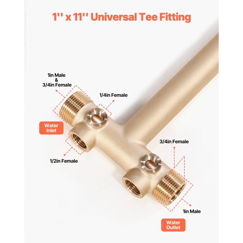 VEVOR 1" x 11" Well Pressure Tank Tee Kit, with 30/50PSI Switch, 8-Pieces Pure Brass Pressure Tank Installation Kit for Water Well, 1 in Gate Valve Included, Fit Most tanks with Diameter up to 16 in