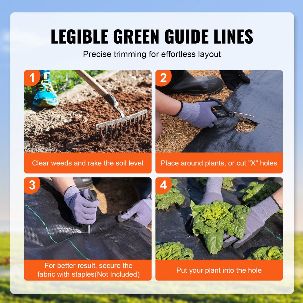 VEVOR 4FTx250FT Premium Heavy Duty Weed Barrier Landscape Fabric, 5OZ Woven Geotextile Fabric Under Gravel, High Permeability for Weed Blocker Weed Mat, Driveway Fabric, Weed Control Garden Cloth