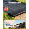 VEVOR Weed Barrier Fabric Heavy Duty, 2 Packs 4x50FT 3.2oz Weed Blocker Fabric, Woven Landscape Fabrics, Garden Fabrics Weeds Barrier, Weeds Control Ground Cover, Geotextile Webbing, Black