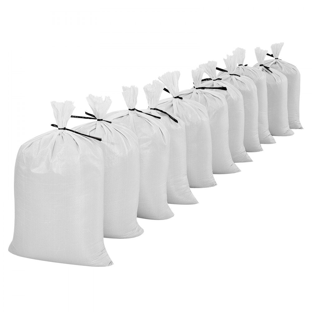VEVOR Empty Sandbags, 100 Packs 16 x 26 in, Heavy Duty Sand Bags Sacks with Ties, 50lb Capacity Woven Polypropylene Sandbags, Tear-Resistant & UV-Resistant Sand Bags for Flood Protection Barrier