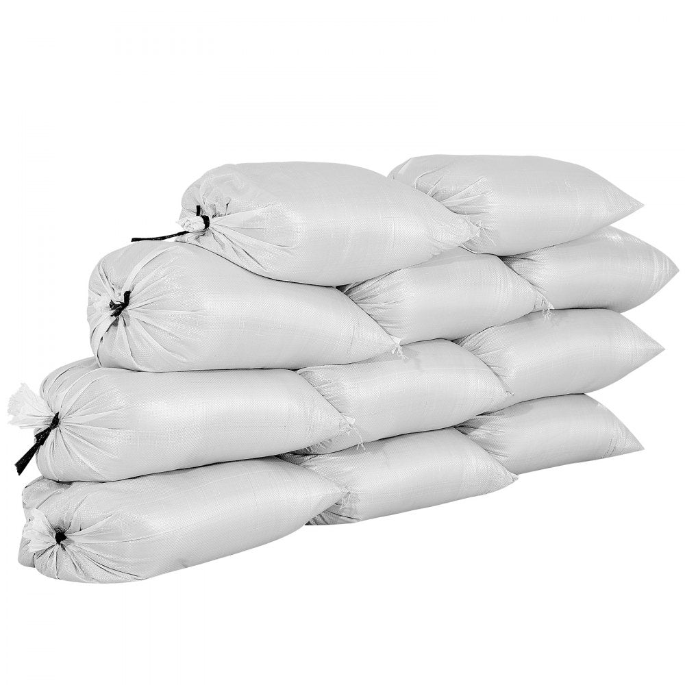 VEVOR Empty Sandbags, 100 Packs 16 x 26 in, Heavy Duty Sand Bags Sacks with Ties, 50lb Capacity Woven Polypropylene Sandbags, Tear-Resistant & UV-Resistant Sand Bags for Flood Protection Barrier