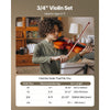 VEVOR Violin 3/4 Size for Adults, Violin Fiddle Set for Beginners with Hard Case, Rosin, Bow, Shoulder Rest, Bridge, Tuner and Extra Strings, Professional Musical Instruments for Student (Brown)
