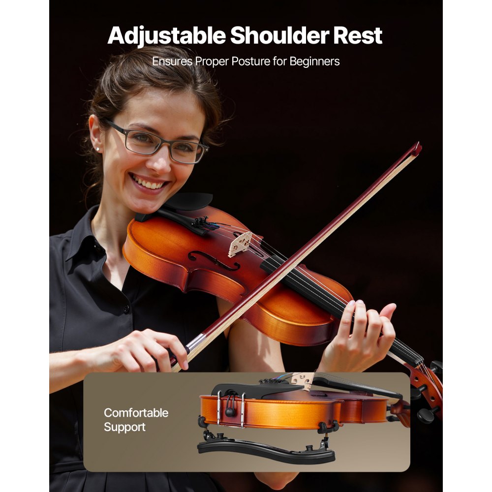 VEVOR Violin 4/4 Full Size for Adults, Violin Fiddle Set for Beginners with Hard Case, Rosin, Bow, Shoulder Rest, Bridge, Tuner and Extra Strings, Professional Musical Instruments for Student (Brown)