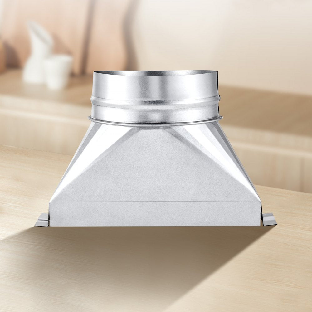 VEVOR Duct Boot, 3-1/4 x 10 x 6 inch Duct End Boot, Galvanized to Round Transition Galvanized Floor Register Tool for Center Ventilation & HVAC System, Easy Installation,Silver (6 in Round Pipe)