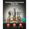 VEVOR Cocktail Shaker Set, 13-Piece Stainless Steel Bar Tools with Bamboo Stand, Boston Bartender Kit Accessories | Mixer Spoon, Muddler, Jigger, Strainer, Liquor Pourers, Ice Scoop, Lemon Zester