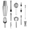 VEVOR Cocktail Shaker Set, 13-Piece Stainless Steel Bar Tools with Bamboo Stand, Boston Bartender Kit Accessories | Mixer Spoon, Muddler, Jigger, Strainer, Liquor Pourers, Ice Scoop, Lemon Zester