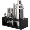 VEVOR Cocktail Shaker Set, 13-Piece Stainless Steel Bar Tools with Bamboo Stand, Martini Bartender Kit Accessories | Mixer Spoon, Muddler, Jigger, Strainer, Liquor Pourers, Ice Tong, Corkscrew, Silver