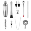 VEVOR Cocktail Shaker Set, 13-Piece Stainless Steel Bar Tools with Bamboo Stand, Martini Bartender Kit Accessories | Mixer Spoon, Muddler, Jigger, Strainer, Liquor Pourers, Ice Tong, Corkscrew, Silver