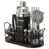 VEVOR Cocktail Shaker Set, 23-Piece Stainless Steel Bar Tools with Bamboo Stand, Martini Bartender Kit Accessories | Mixer Spoon, Muddler, Jiggers, Strainer, Liquor Pourers, Ice Tong, Corkscrew