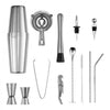 VEVOR Cocktail Shaker Set, 14-Piece Stainless Steel Bar Tools with Acrylic Stand, Boston Bartender Kit Accessories | Mixer Spoon, Muddler, Jiggers, Strainer, Liquor Pourer, Ice Tong, Corkscrew, Silver