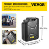VEVOR Jerry Fuel Can, 5.3 Gallon / 20 L Portable Jerry Gas Can with Flexible Spout System, Rustproof ＆ Heat-resistant Steel Fuel Tank for Cars Trucks Equipment, Black