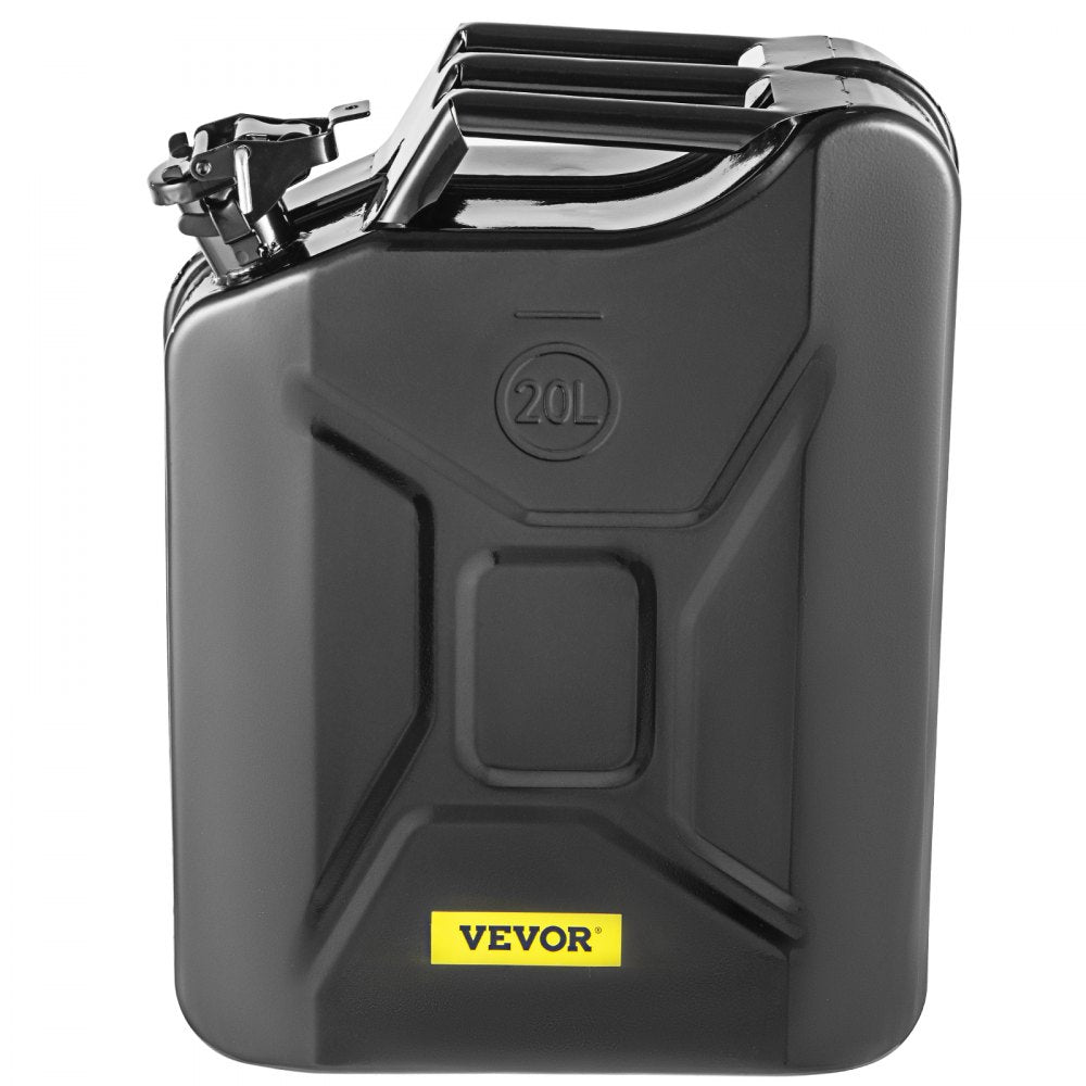 VEVOR Jerry Fuel Can, 5.3 Gallon / 20 L Portable Jerry Gas Can with Flexible Spout System, Rustproof ＆ Heat-resistant Steel Fuel Tank for Cars Trucks Equipment, Black