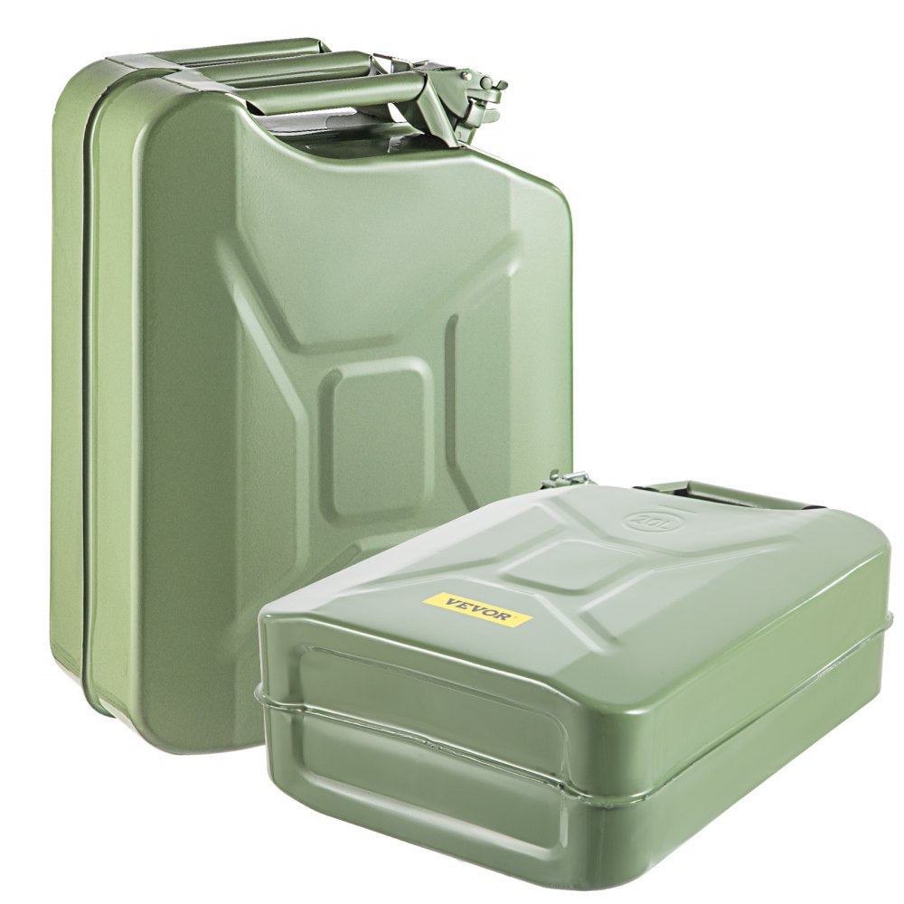 VEVOR Jerry Fuel Can, 5.3 Gallon / 20 L Portable Jerry Gas Can with Flexible Spout System, Rustproof ＆ Heat-resistant Steel Fuel Tank for Cars Trucks Equipment, 2PCS Green