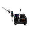 VEVOR Airbrush Kit, 1/6 HP, Air Brush Kit with Air Compressor, 1 Dual-Action Professional Airbrush with 3 Tips, Hose, Holder, Cleaning Set, Low Noise, for Cake Decorating, Model Painting, Nail Art