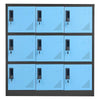 VEVOR 9 Doors Metal Locker, Lockable Steel Storage Cabinet, 66 lbs Loading Capacity, 2 Keys for Each Door, 3 Tiers Employee Lockers for Office, School, Gym, Easy Assembly, 35.4 x 17.7 x 37 in, Black
