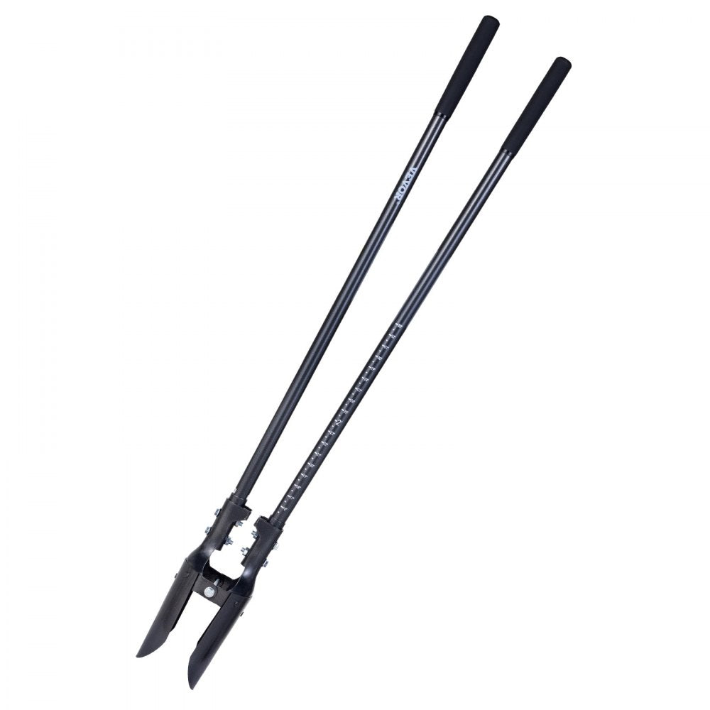 VEVOR Post Hole Digger, Heavy Duty Post Hole Digger with Carbon Steel Handle, Manual Hole Digger with Scale Markings and Metal Blade, Post Hole Digger Tool for Digging Gardening Outdoors, 57.5-Inch