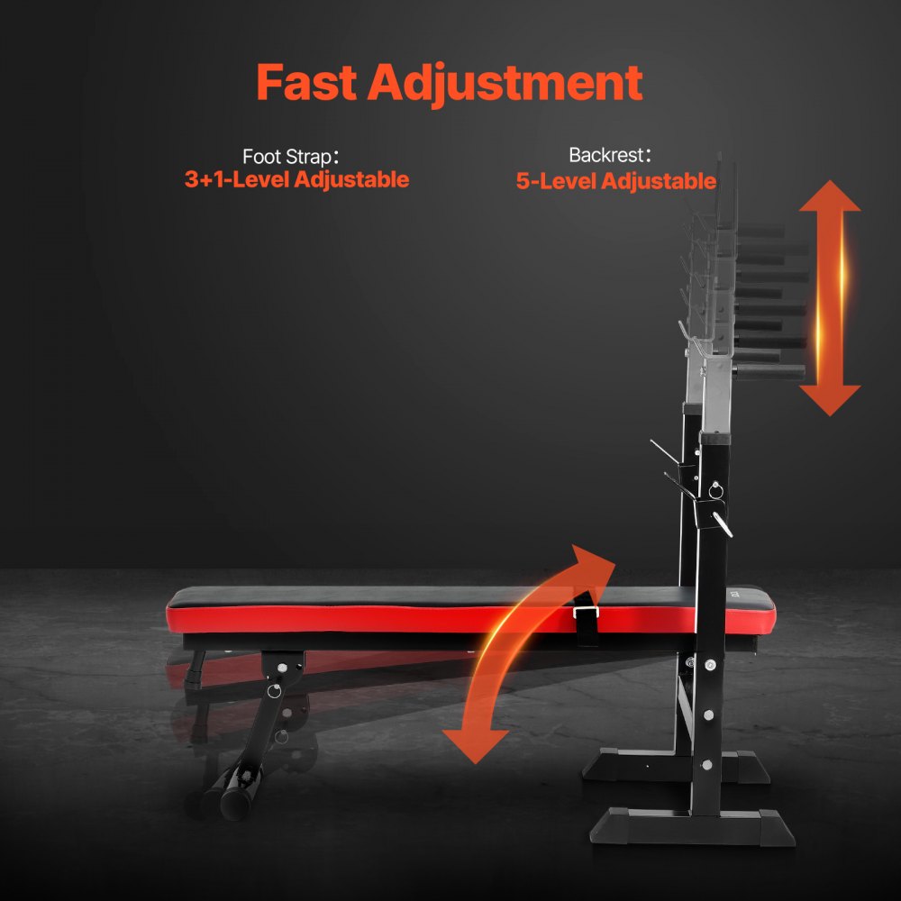 VEVOR Weight Bench, Adjustable Weight Bench for Full Body Workout, 400lbs Exercise Sit up Bench for Home Gym Strength Training, Weight Bench Press with Quick Folding and Fast Adjustment