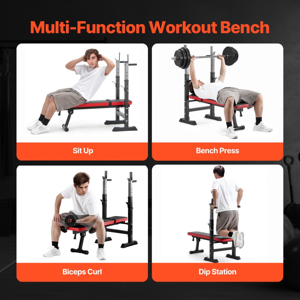 VEVOR Weight Bench, Adjustable Weight Bench for Full Body Workout, 400lbs Exercise Sit up Bench for Home Gym Strength Training, Weight Bench Press with Quick Folding and Fast Adjustment