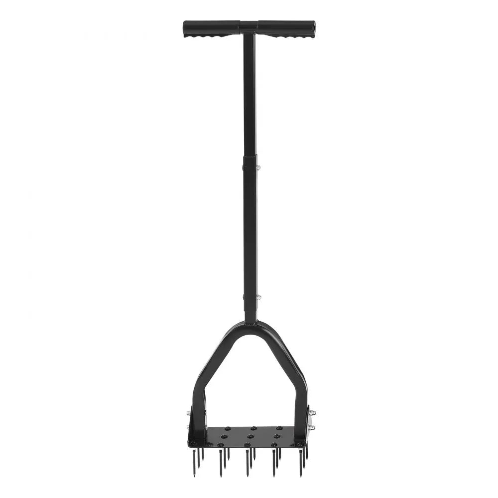 VEVOR Lawn Aerator, 9.2 in Manual Core Aerator Tool with 15 Iron Spikes, Long Handle & Wide Plate, Heavy Duty Grass Aeration Tool, Yard Aerators for Compacted Hardened Soil Lawn Aeration