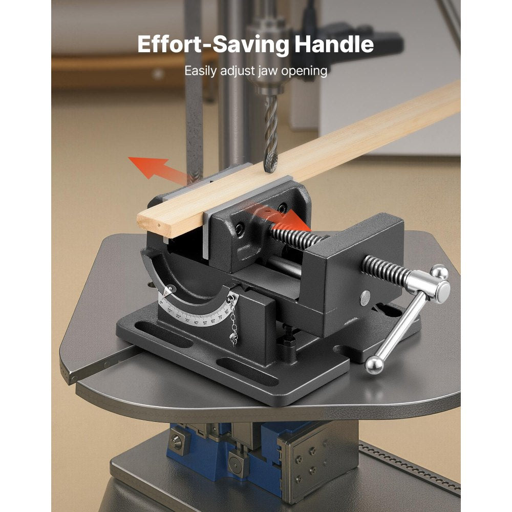 VEVOR Tilting Vise, 4.25 Inch Jaw Width, Portable Drill Press Bench Vise, 0–90° Adjustable Tilt, Durable Cast Iron Construction, Workbench Vice for Woodworking, for Benchtops and Drill Presses, Black