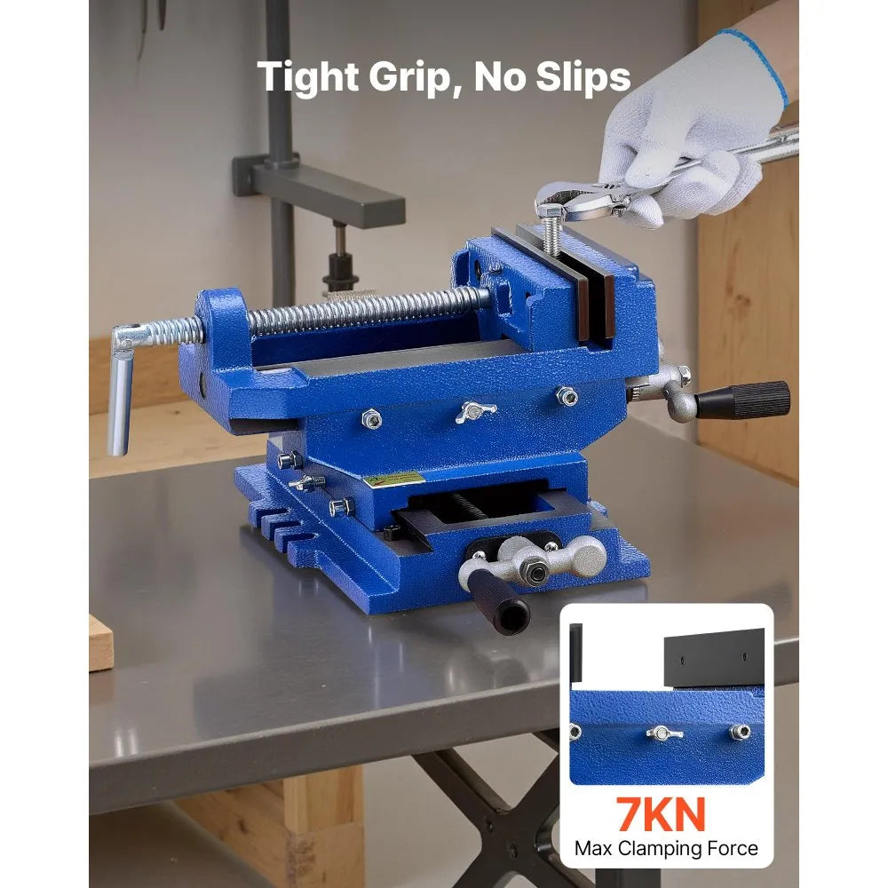 VEVOR Cross Slide Drill Press Vise, 4 Inch Jaw Width, 2 Way X-Y Axis Bench Vise, 3.5 Inch Max Jaw Opening, Heavy Duty Cast Iron, Workbench Vice Clamp, for Woodworking Drilling CNC Milling Machine
