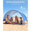 VEVOR Beach Tent Sun Shelter for 4 Person, UPF 50+ Protection, Portable Sun Shade Canopy with Carrying Bag & Ground Stakes, Lightweight and Easy Setup Beach Umbrella for Camping Fishing Outdoor Picnic