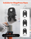 MegaPress jaws compatibility and included jaw sizes (VMP 1/2", 3/4", 1")