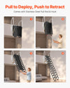 VEVOR pull-to-deploy and push-to-retract attic ladder operation steps (pull rod & hook)