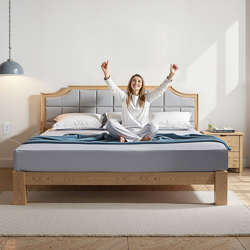 VEVOR Grounding Sheets, King Size, 95% Cotton + 5% Pure Silver Fiber, Earth Grounded Fitted Bed Sheets, with Grounding Cord & Tester, for Improved Sleep & Wellness (Gray, King - 78 x 80 x 13 in)
