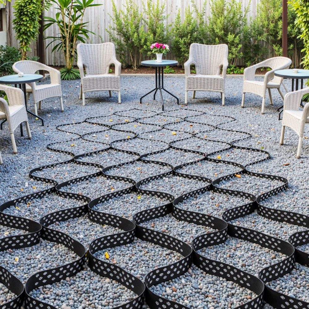 VEVOR Gravel Grid, 2 Inch Depth, 17.06 x 8.86 FT / 5200 x 2700 mm, 1880 LBS Per Sq ft Grass Ground Retainer, Permeable Geo Grids Driveway Stabilization, for Garden, Patio, Walkway, RV Parking Slopes