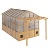 VEVOR Wooden Greenhouse 8'x14' Fir Wood Walk-In Greenhouse Kit with Pergola, for Outdoor Garden Backyard, Heavy Duty Green House with Polycarbonate Panels, Foldable Shelves, Tool Rails & Lockable Door