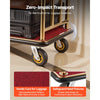 VEVOR Hotel Luggage Cart, 750 lbs Heavy Duty Bellman Cart with Stainless Steel Frame, 6 in Rubber Wheels, Red Carpeted Deck, Commercial Luggage Carrier Rolling Trolley for Hotels, Resorts, Gold