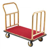 VEVOR Hotel Luggage Cart, 750 lbs Heavy Duty Bellman Cart with Stainless Steel Frame, 6 in Rubber Wheels, Red Carpeted Deck, Commercial Luggage Carrier Rolling Trolley for Hotels, Resorts, Gold