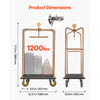 VEVOR Hotel Luggage Cart, 1200 lbs Heavy Duty Bellman Cart with Stainless Steel Frame, 8 in Rubber Wheels, Black Carpeted Deck, Commercial Luggage Carrier Rolling Trolley for Hotels,Resorts, Rose Gold