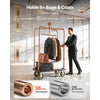VEVOR Hotel Luggage Cart, 1200 lbs Heavy Duty Bellman Cart with Stainless Steel Frame, 8 in Rubber Wheels, Black Carpeted Deck, Commercial Luggage Carrier Rolling Trolley for Hotels,Resorts, Rose Gold
