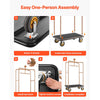 VEVOR Hotel Luggage Cart, 1200 lbs Heavy Duty Bellman Cart with Stainless Steel Frame, 8 in Rubber Wheels, Black Carpeted Deck, Commercial Luggage Carrier Rolling Trolley for Hotels,Resorts, Rose Gold