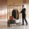 VEVOR Hotel Luggage Cart, 1200 lbs Heavy Duty Bellman Cart with Stainless Steel Frame, 8 in Rubber Wheels, Black Carpeted Deck, Commercial Luggage Carrier Rolling Trolley for Hotels,Resorts, Rose Gold