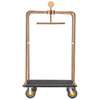 VEVOR Hotel Luggage Cart, 1200 lbs Heavy Duty Bellman Cart with Stainless Steel Frame, 8 in Rubber Wheels, Black Carpeted Deck, Commercial Luggage Carrier Rolling Trolley for Hotels,Resorts, Rose Gold