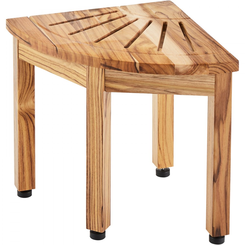 VEVOR Corner Teak Shower Bench, 12.4" Height 11.5" Radius, 100% Teak Wood Corner Shower Beach, 300 LBS with Storage Shelf, Shower Stool for Inside & Outside Shower, for Bathroom