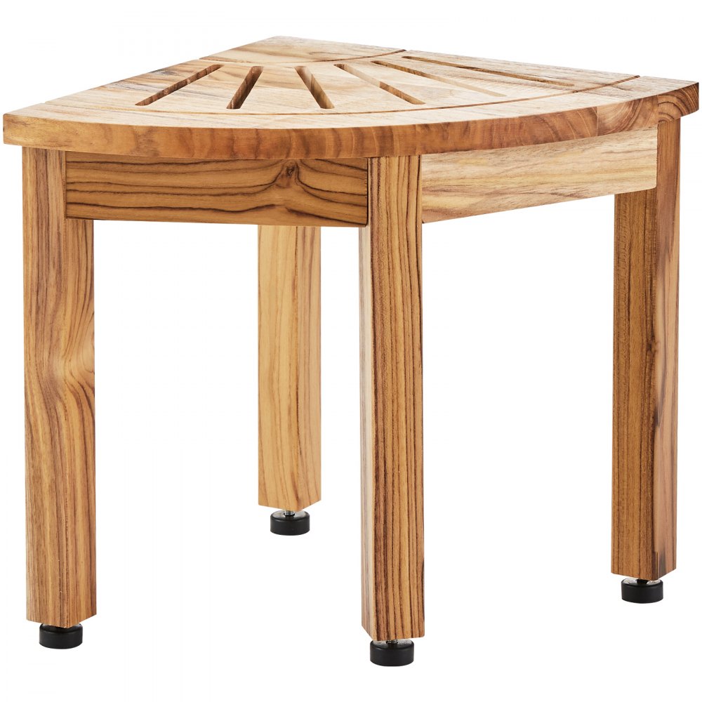 VEVOR Corner Teak Shower Bench, 12.4" Height 11.5" Radius, 100% Teak Wood Corner Shower Beach, 300 LBS with Storage Shelf, Shower Stool for Inside & Outside Shower, for Bathroom