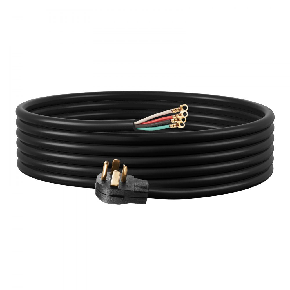 VEVOR 10 ft Dryer Power Cord, 4-Prong NEMA 14-30P Appliance Dryer Cord with Eyelet Connectors, 125V/250V, SDRT 10AWG/4C, 30A, Pure Copper Wire Cable with PVC Cable Tie, Ideal for Indoor & Outdoor Use